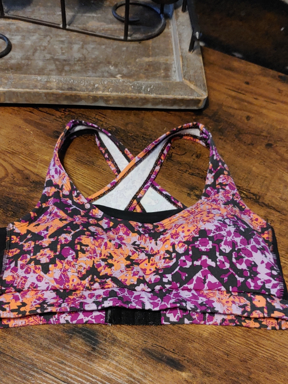 XS Gaiam Purple Orange Gorgeous Padded Sports Bra